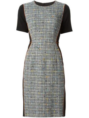 tweed panelled dress