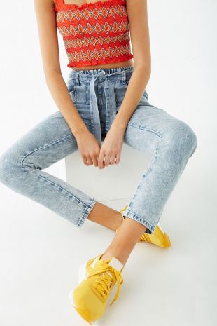 Forever 21 High Rise Belted Jeans
