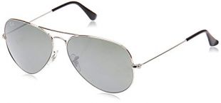 Ray-Ban Herren RB3025 Aviator Sonnenbrille, Silber(Gestell: Silber, Gläser: Silber verspiegelt)