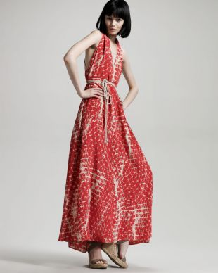 Gryphon Silk Halter Maxi Dress