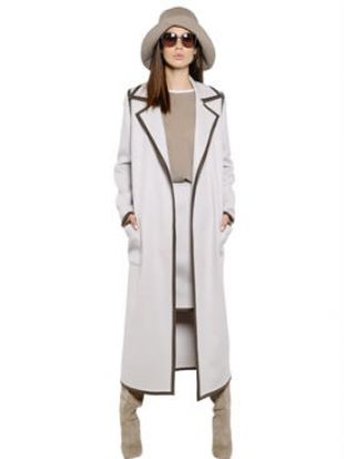 MAX MARA MANTEAU DOUBLE LAINE ET LISERÉ COULEUR CONTRASTÉE