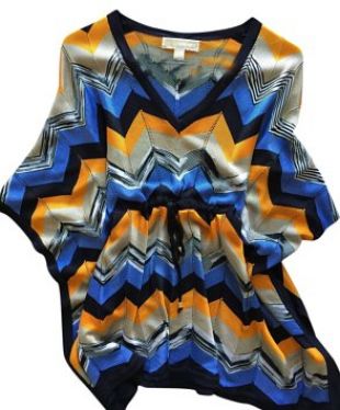 MICHAEL KORS Chevron Print / Light Blue,navy,mustard Yellow, White Mk Summer Collection 2014 Top