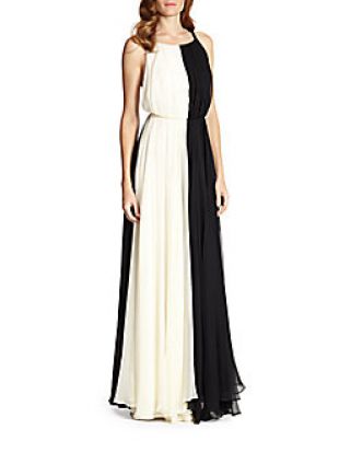 MILLY Bicolored Silk Gown