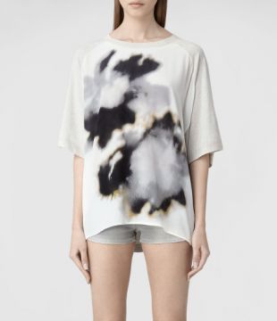 AllSaints Gray Aura Panel T-Shirt