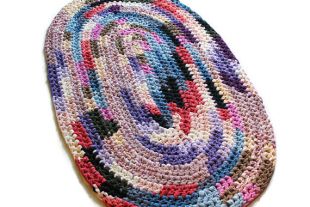 Crochet Rag Rug, Oval Modern Floor Decor