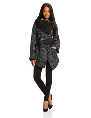 Vivienne Westwood Anglomania Women's Talik Wool Blend Tweed Belted Coat, Black Mix, 38