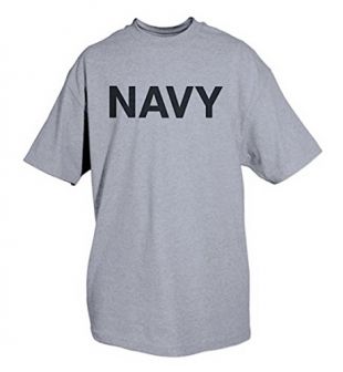 ams - AMS Mens U.S. Navy P/T Physical Training T-Shirt, Heather Grey