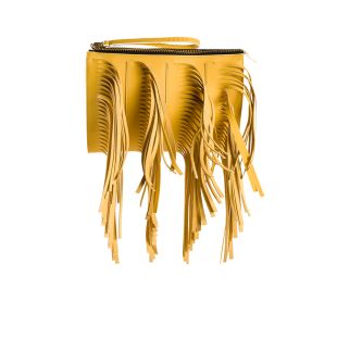 Fringe Zip Clutch Bag With Strap, Yellow/Blue