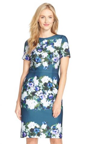 Adrianna Papell Print Scuba Sheath Dress (Regular & Petite)