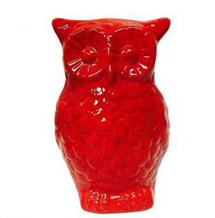Tuscan Collection Ceramic Owl Coins Money Bank 8"H, By ACK "Your choice of color" (Red)