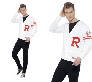 Grease Rydell Prep Costume Mens Jock Style Fancy Dress Outfit M,L