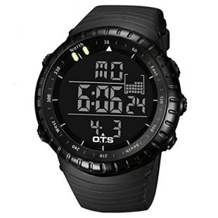 Montre Sport Etanche 50M Multi-fontion Montre Numérique Digitale Quartz Affichage à LED Cadeau pour Homme - Noir