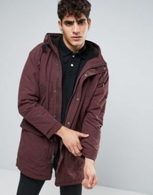 Abercrombie & Fitch - Parka épais doublé de polaire - Rouge