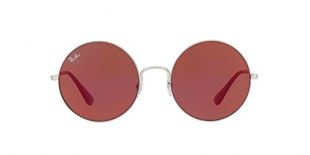 Ray-Ban RB3592 Ja-Jo Round Sunglasses, Silver/Dark Violet Mirror Red, 55 mm