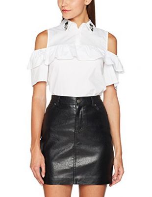 Morgan OFRESS.P Camicia, Bianco (Blanc), L Donna