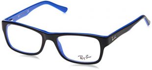 Ray-Ban RX5268 Rectangular Eyeglass Frames, Top Black On Blue/Demo Lens, 50 mm