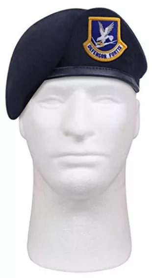 Inspection Ready Beret with USAF Flash, Midnight Navy Blue, Size 7 1/2