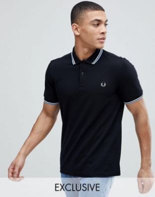 Fred Perry - Polo Fred Perry avec logo et bord double rayure Noir
