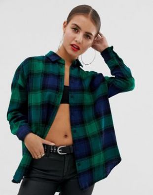 Asos Chemise manches longues à carreaux verts et bleus