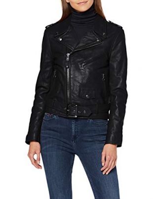 Schott Womens Perfecto 8600 Leather Biker Jacket With Belt Black Size M