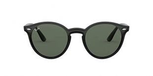 Ray-Ban RB4380N Blaze Round Sunglasses, Black/Green, 37 mm