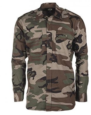 Mil-Tec Ripstop Camicia Manica Lunga Woodland Taglia S