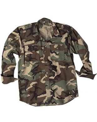 Mil-Tec Ripstop Camisa Manga Larga Woodland tamaño S