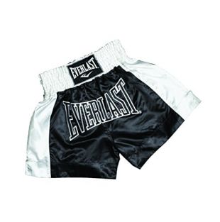 Everlast EM6 - Pantalón de Thai Boxing Unisex, Color Negro/Blanco, Talla XL