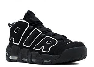 Nike Air More Uptempo, Espadrilles de Basket-Ball Homme - Noir - Noir (Noir/Blanc-Noir), 44 1/2 EU