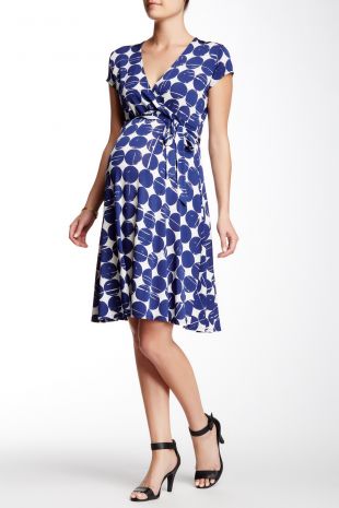 Leota PERFECT WRAP MINI CAP SLEEVE MATTE JERSEY DRESS