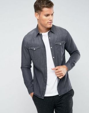Selected Homme - Chemise en jean ajustée style western