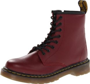 Dr.Martens Youth Delaney 8-Eyelet Cherry Red Leather Boots 5 M US Boys / 6 US