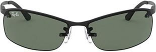 Ray-Ban Men's RB3183 Top Bar Rectangular Sunglasses, Black (006/71 Matte Black)