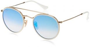 Ray-Ban 0RB3647N, Gafas de Sol Unisex Adulto, Dorado (Blue Gradient Flash), 51