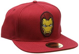 Marvel Comics Captain America Iron Man Mask Snapback Baseball Cap, One Size, Red