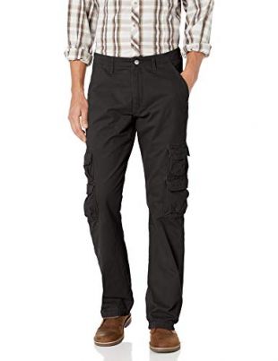Wrangler Authentics Men's Premium Twill Cargo Pant, Black, 34x32