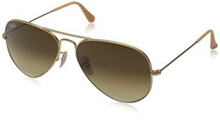 Ray-Ban Aviator Metal - Gafas de sol unisex, color matte gold / brown gradient (112/85), talla medium