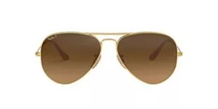 RB3025 Classic Aviator Sunglasses, Matte Gold/Polarized Brown Gradient, 55 mm