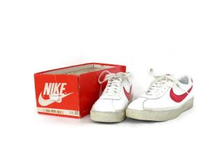 Vintage OG 80s Nike Bruin White Leather and Red Swoosh Sneakers Mens sz 10 Marty McFly Back to the Future