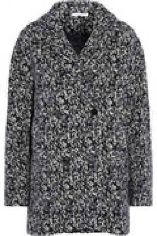 Oversized printed wool-blend felt coat