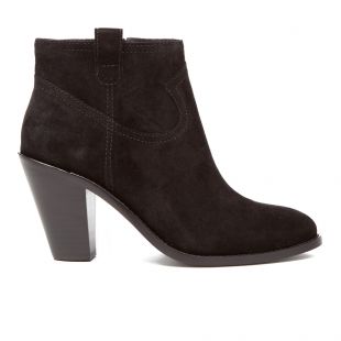 Ivana Suede Heeled Ankle Boots - Black