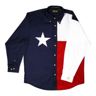 Tiger Hill - Long Sleeved Texas Flag Collared Shirt