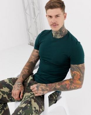 ASOS DESIGN   T shirt moulant ras de cou en tissu bio avec stretch vert