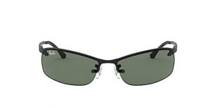 Ray-Ban 0RB3183, Gafas de sol, Negro (Marco: negro, color de la lente: verde clásico 006/71), 63 cm