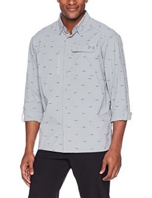 Under Armour Hombres de Pescado Hunter Plaid Manga Larga, Hombre, Color Graphite/Black, tamaño Large