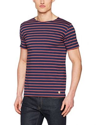 Armor Lux Herren Kurzarm T-shirt Mariniere Manches Courtes, Blau (Aviso/Manganese P4J), Medium