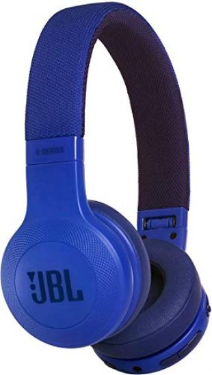 JBL E45 On-Ear Headphones - Foldable Bluetooth Headset with Ear Cups Sound Control and Detachable Cable - Blue