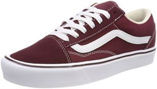 Vans Unisex Adults' Old Skool Lite Trainers, Red ((Suede/Canvas) Port Royale/True White R2K), 4.5 UK 37 EU