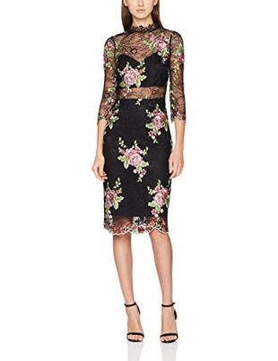 Morgan Damen Kleid 181-RASTER.N Maxi, Schwarz (NOIR/FUSHIA), 40