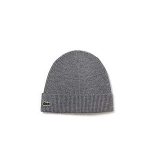 Lacoste Men's Logo Beanie, Grey, One Size